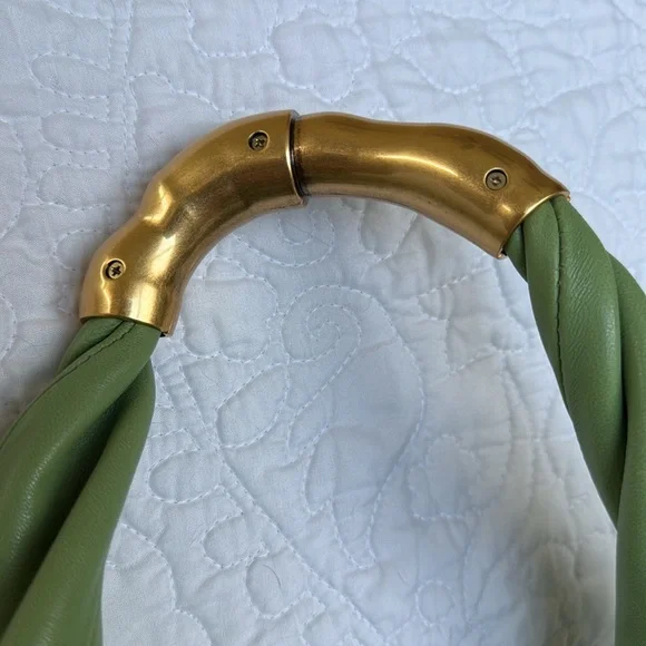 Cult Gaia Meerah Bag Calla Lily Green Gold Leather Mini Shoulder Handbag Top - Picture 12 of 14